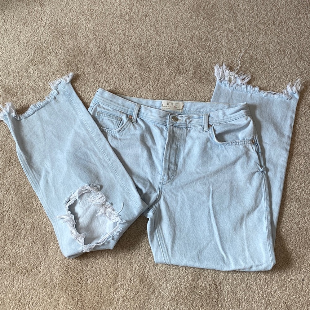 Free People - We The Free Light Wash Destroyed Jean Straight Ankle Slight Flare